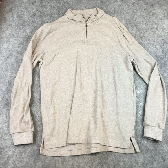GAP Quarter Zip Pullover L Mens Sweater Gray Heathered Casual Long Sleeve Cotton - Picture 1 of 10